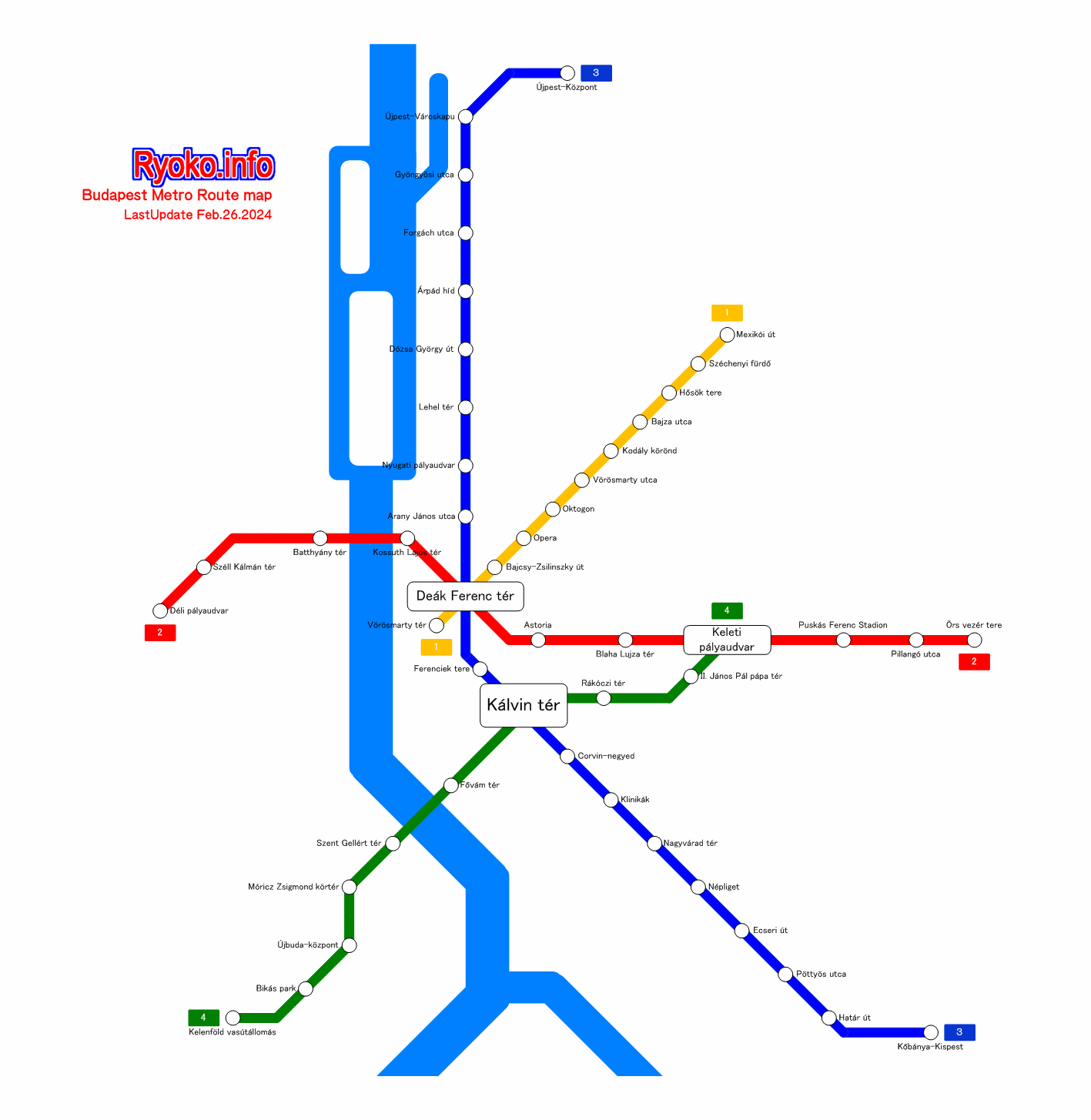 Budapest Metro Route Map