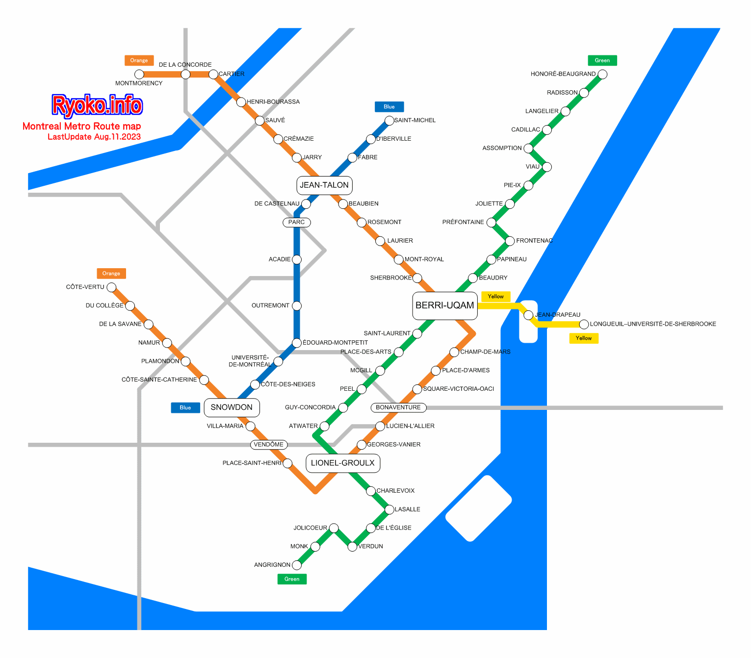 Montreal Metro Route map