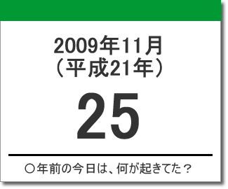 2009年（平成21年）11月25日の出来事