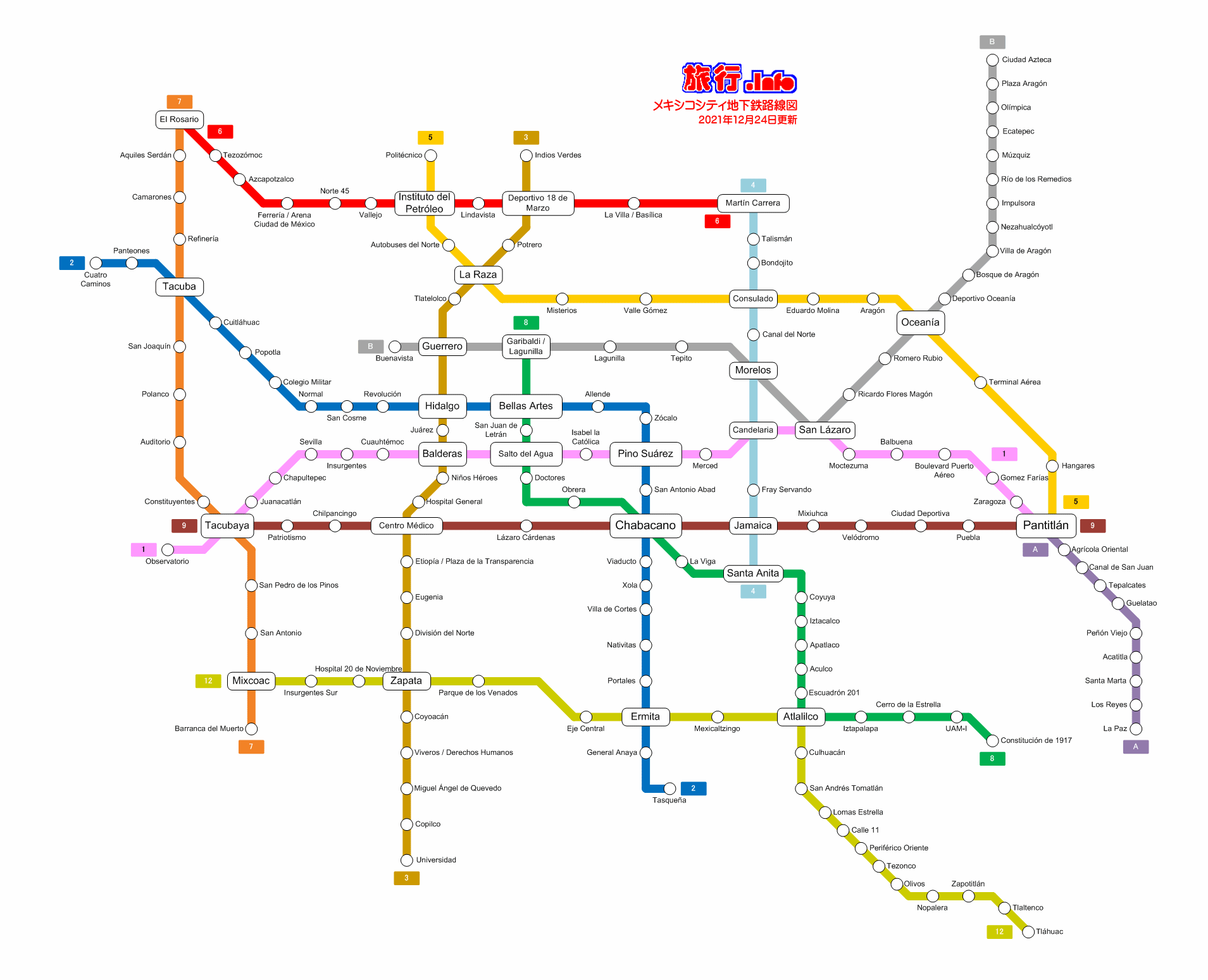 メキシコシティ地下鉄路線図