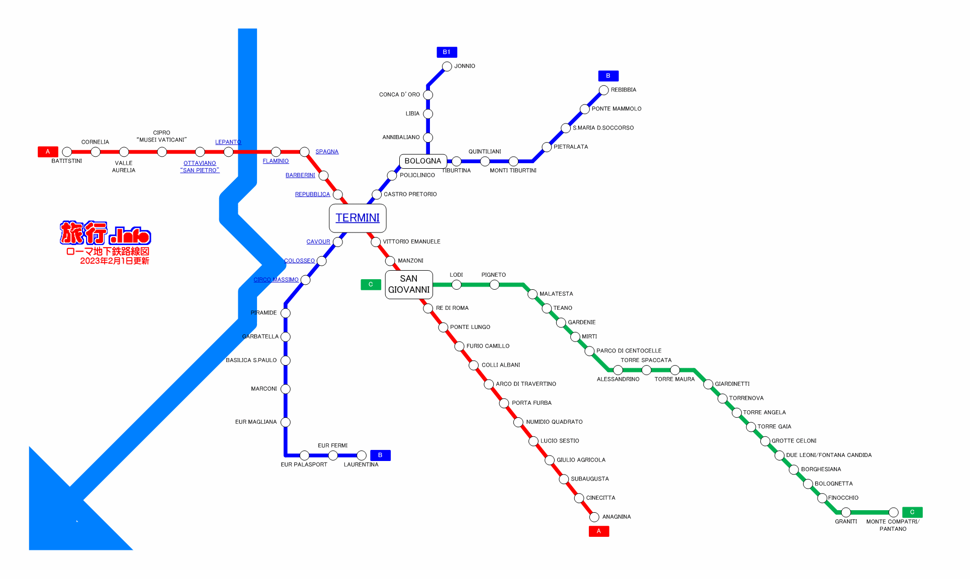 ローマ地下鉄路線図